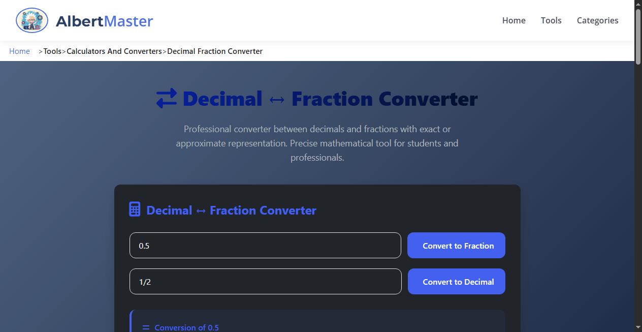 Decimal ↔ Fraction Converter
