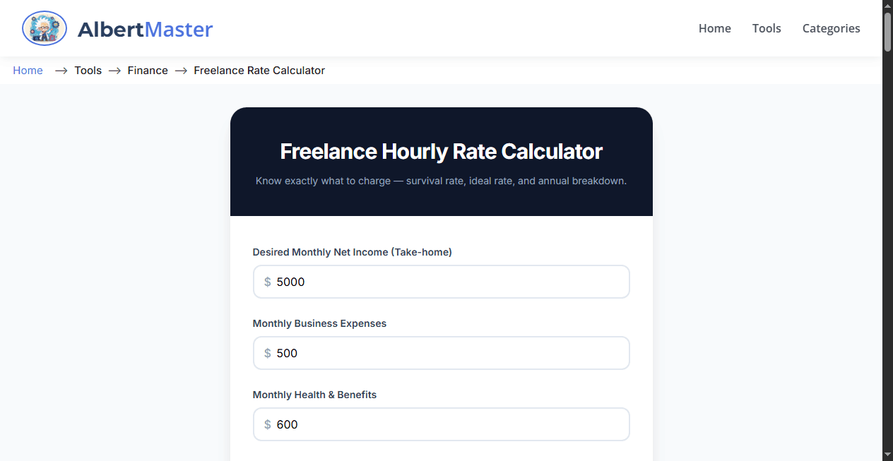 Freelance Hourly Rate Calculator