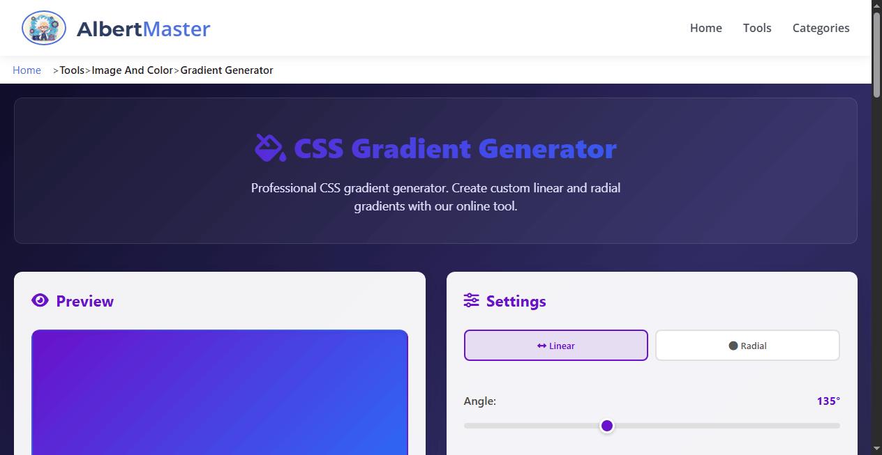 Professional CSS Gradient Generator