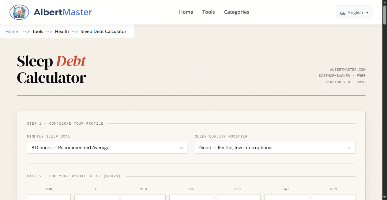Sleep Debt Calculator & Recovery Planner