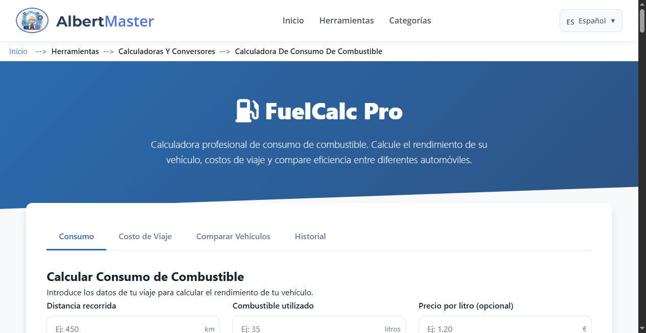 Calculadora Profesional de Consumo de Combustible