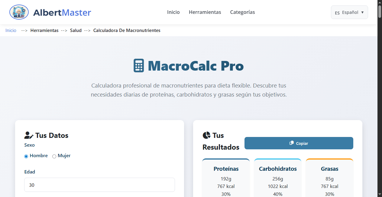 Calculadora de Macronutrientes