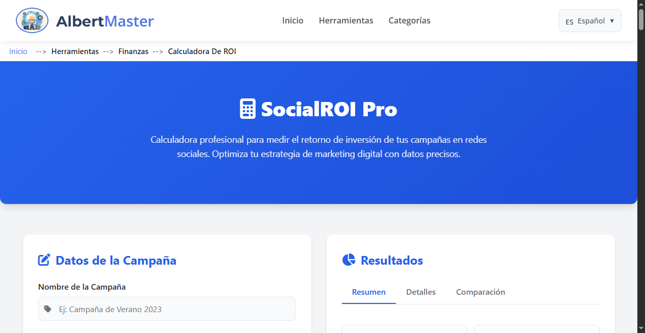 Calculadora de ROI para redes sociales