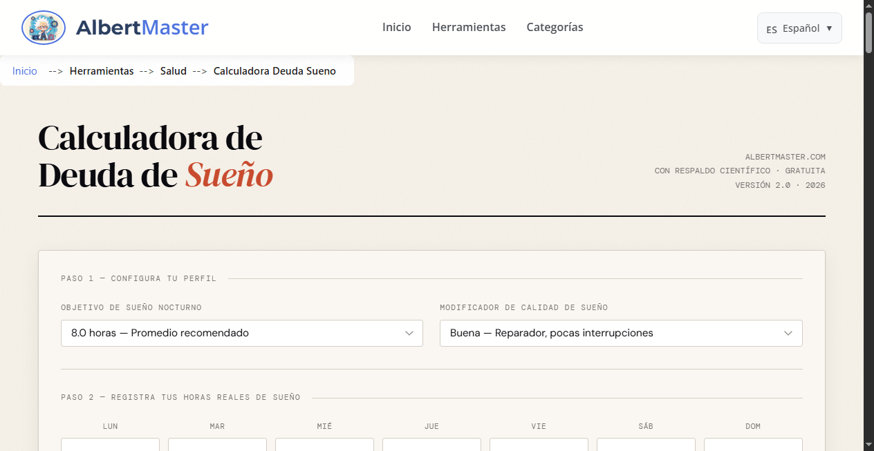 Calculadora de Deuda de Sueño y Plan de Recuperación