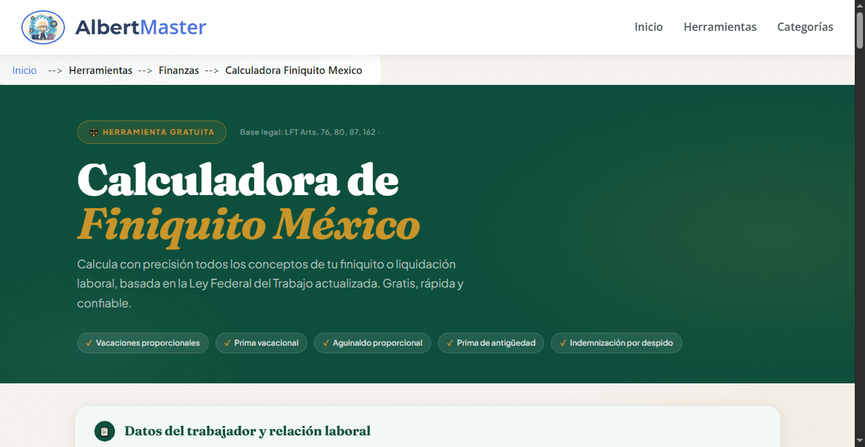 Calculadora de Finiquito México