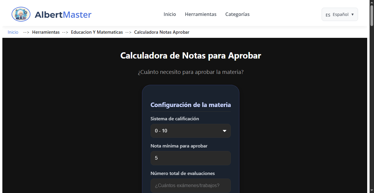 Calculadora de Notas para Aprobar