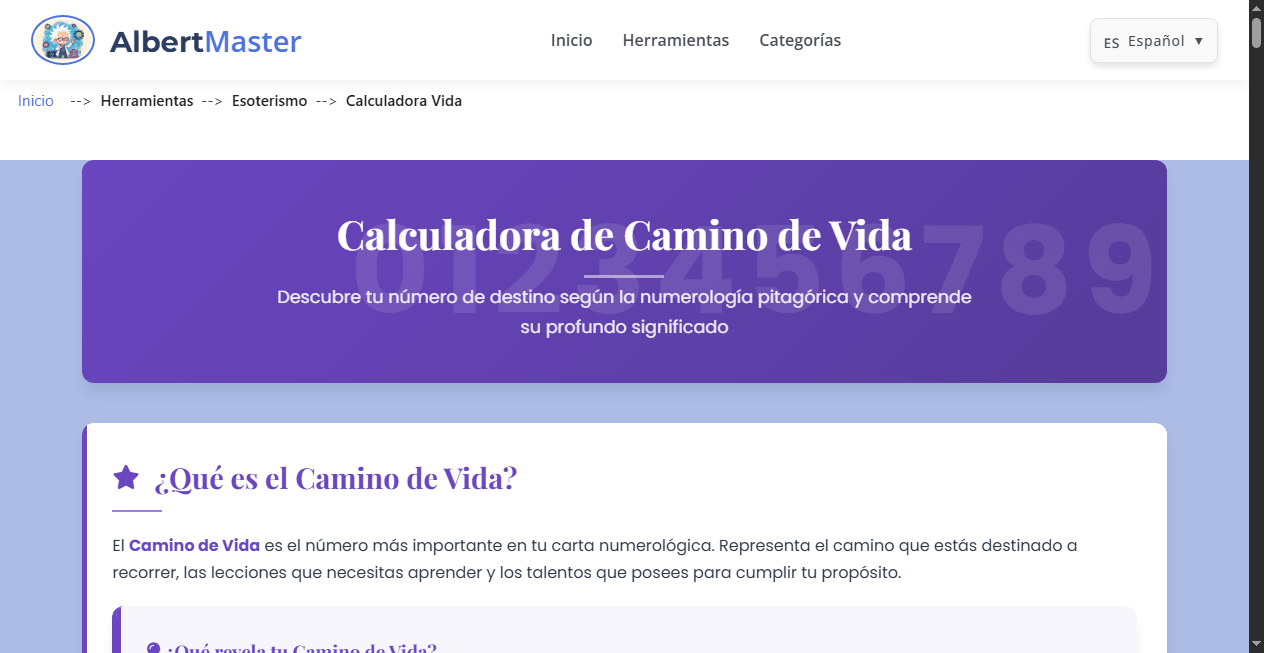Calculadora de Camino de Vida