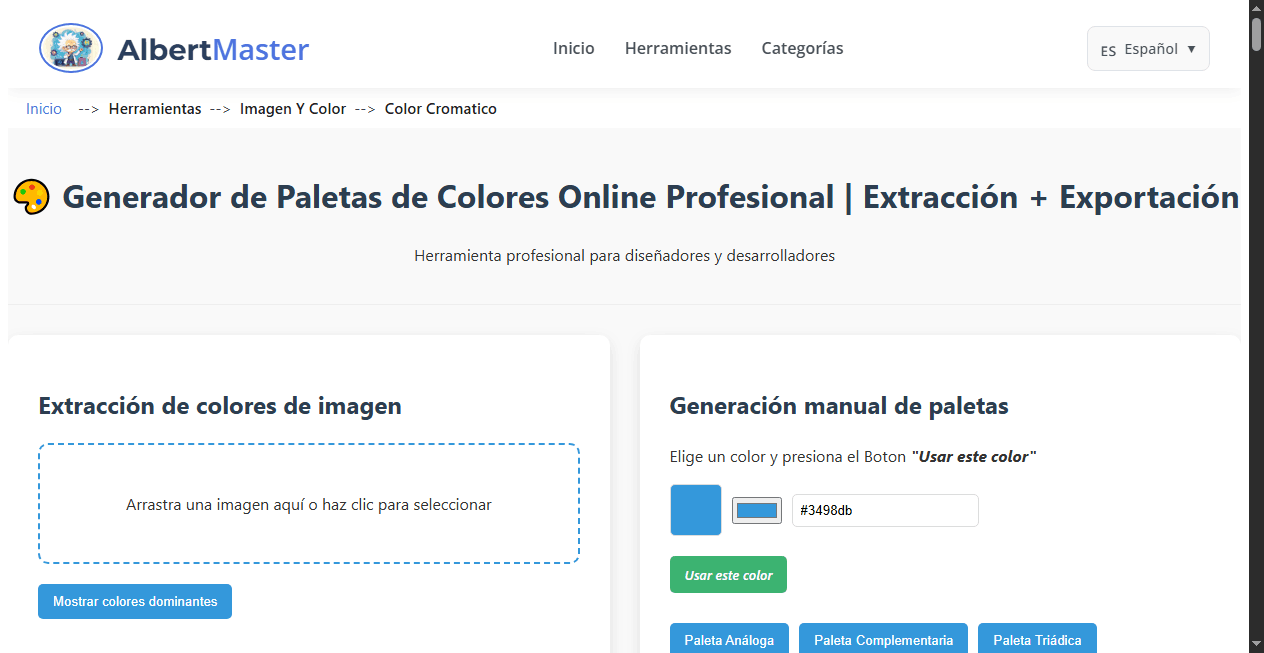 Generador de Paletas de Colores Online Profesional