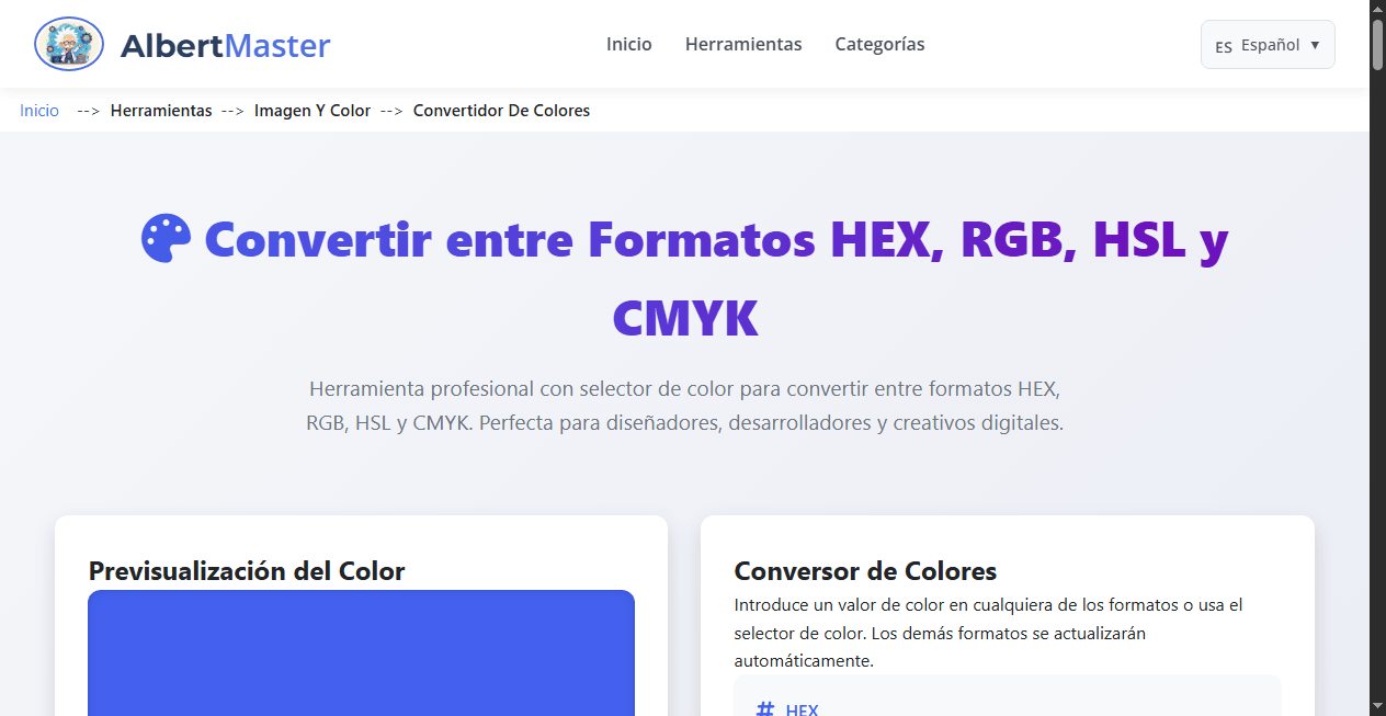 Selector y Conversor de Colores Profesional
