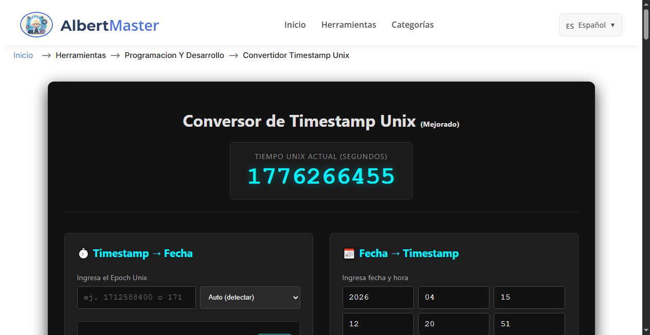 Conversor de Timestamp Unix