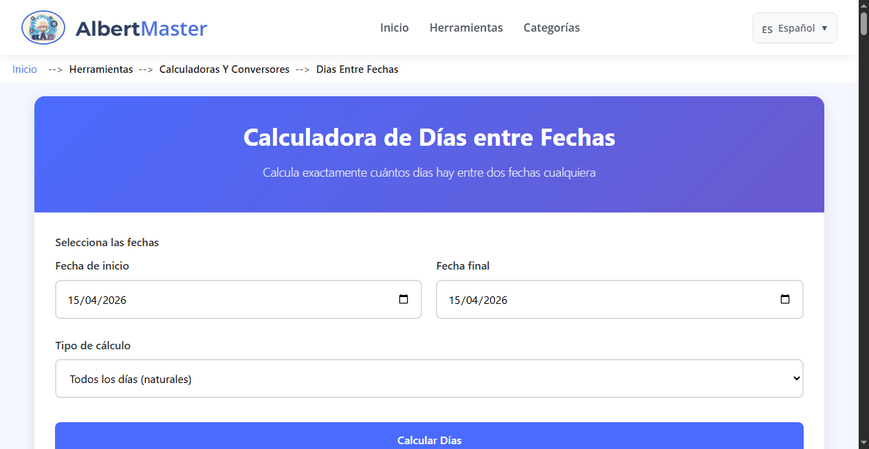 Calculadora de Días entre Fechas