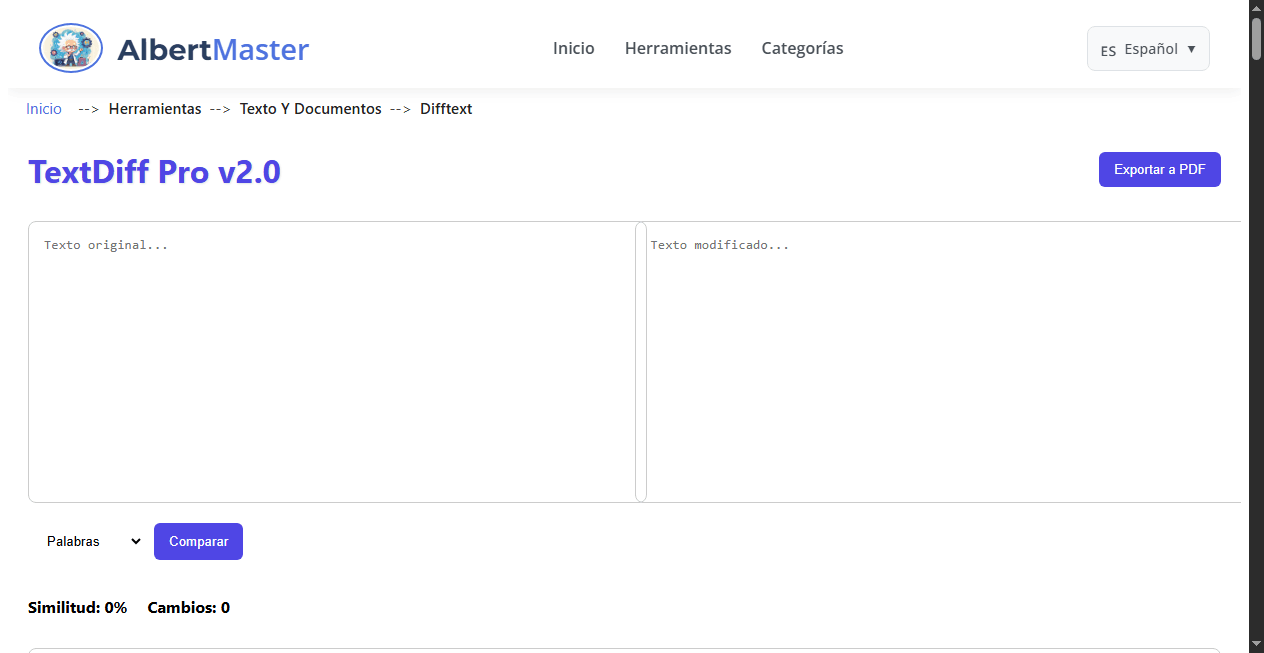 TextDiff Pro | Comparador de Textos Profesional