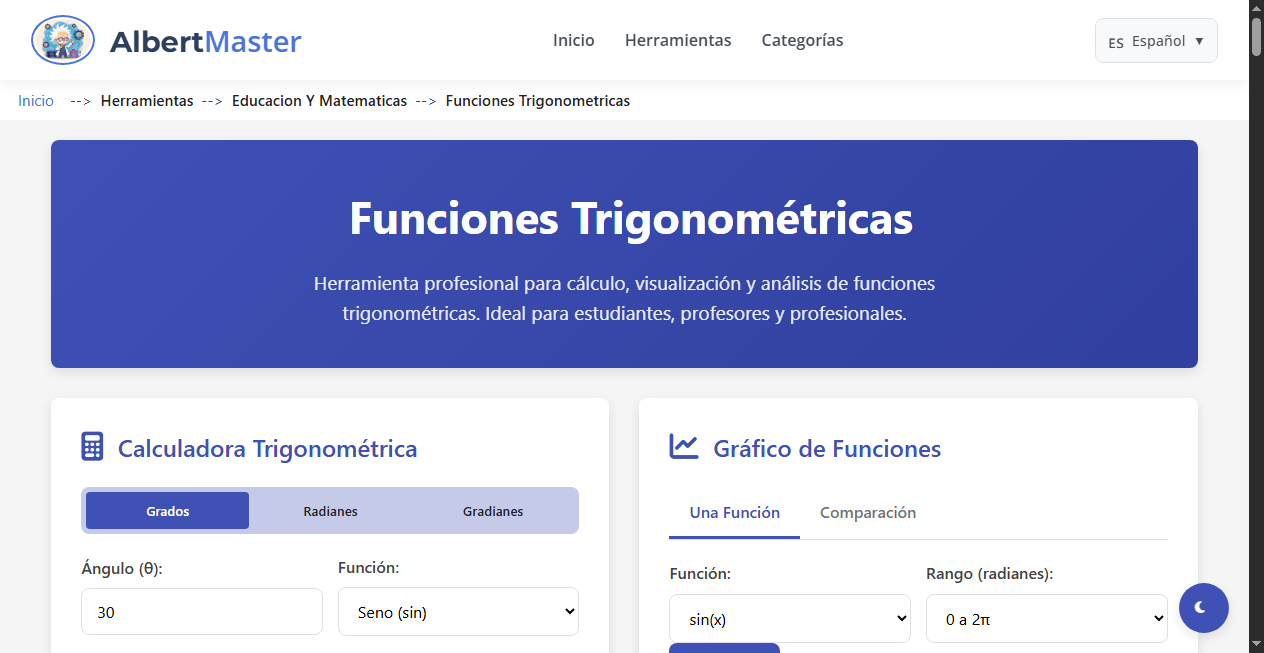 Herramienta Profesional de Trigonometría