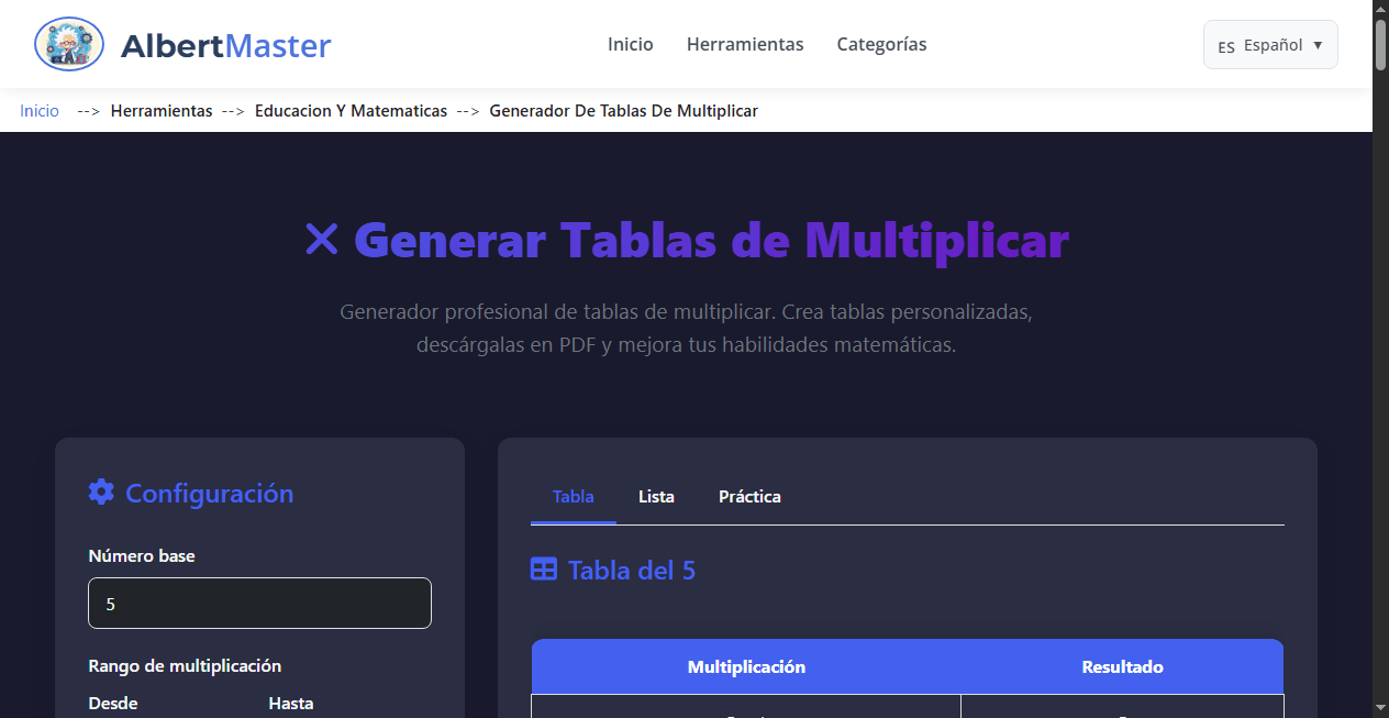 Generador de Tablas de Multiplicar