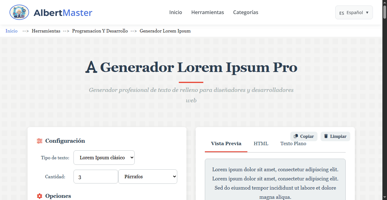 Generador de Lorem Ipsum