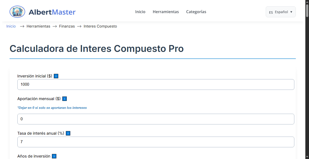 Calculadora de interés compuesto