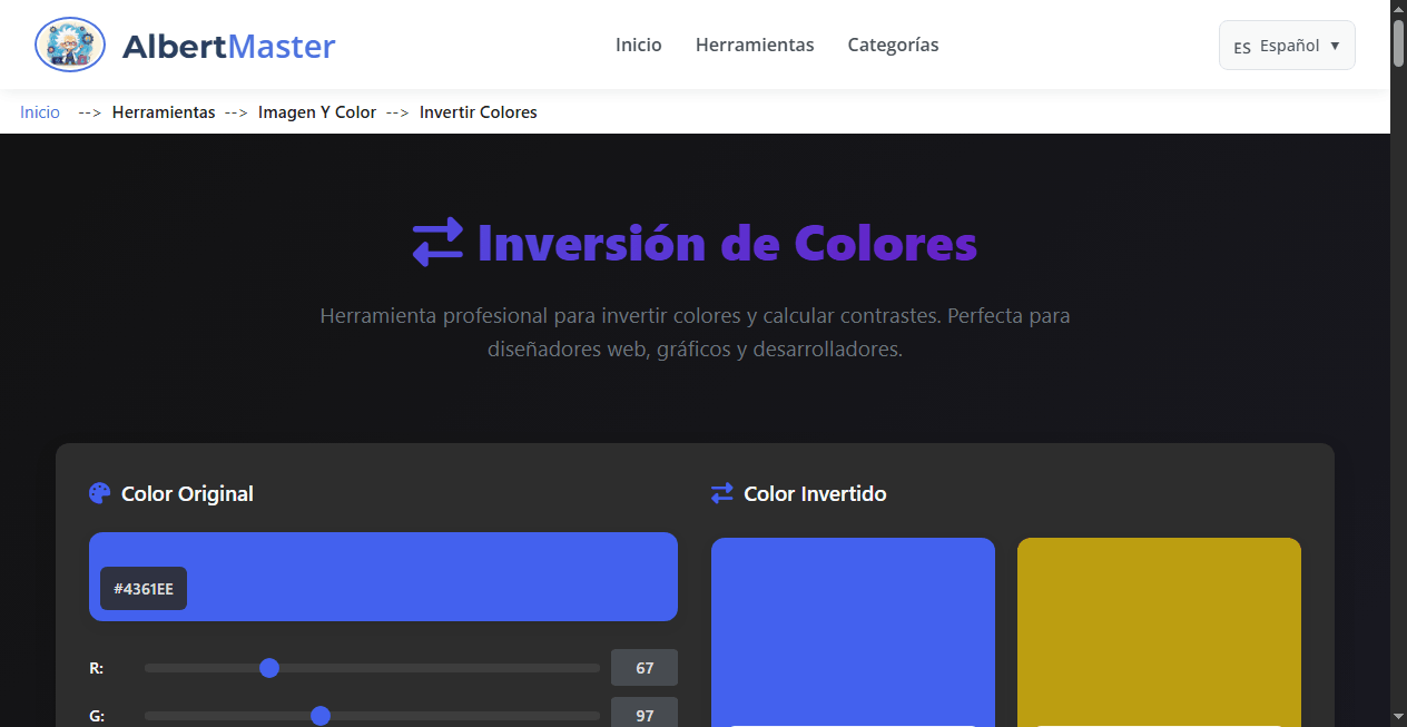 Herramienta de Inversión de Colores