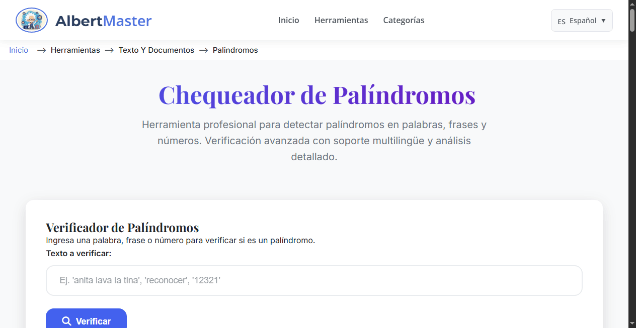 Verificador Avanzado de Palíndromos