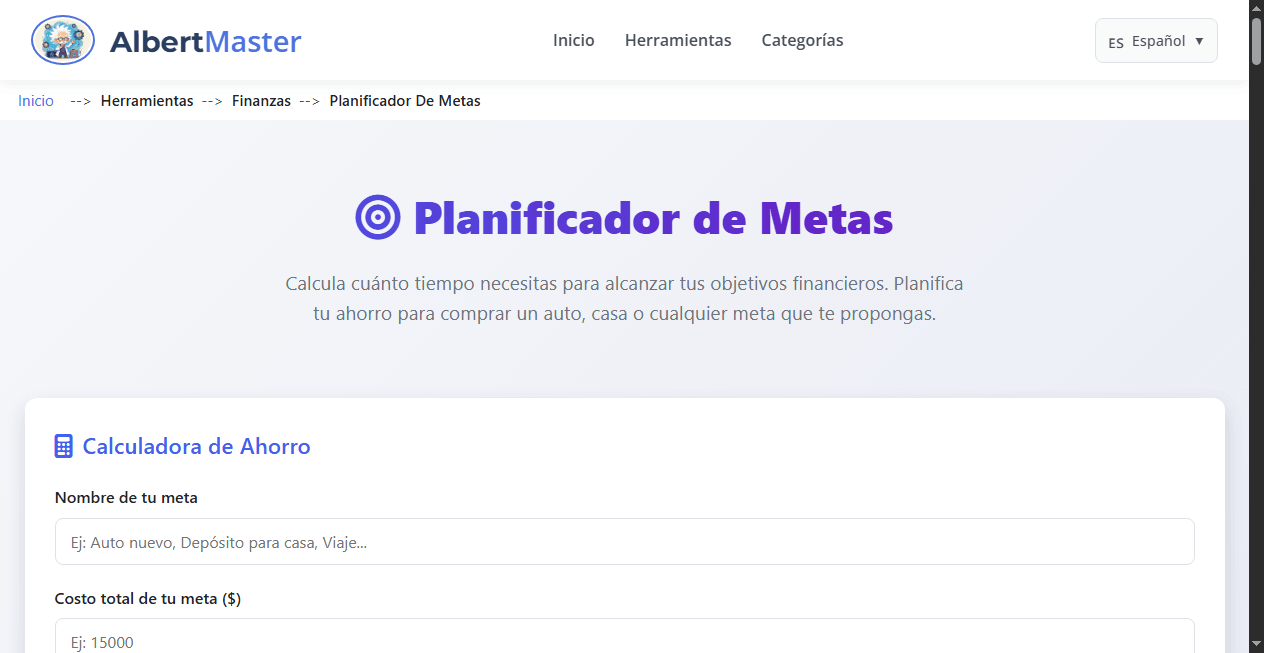 Planificador de Metas Financieras