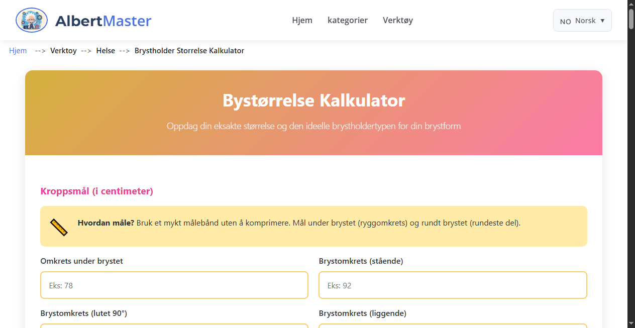 BH-størrelse Kalkulator