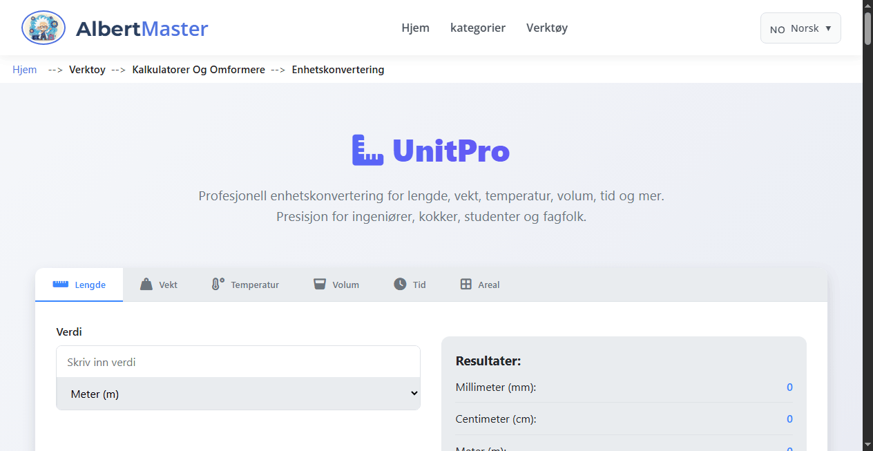 UnitPro | Profesjonell Enhetskonverter