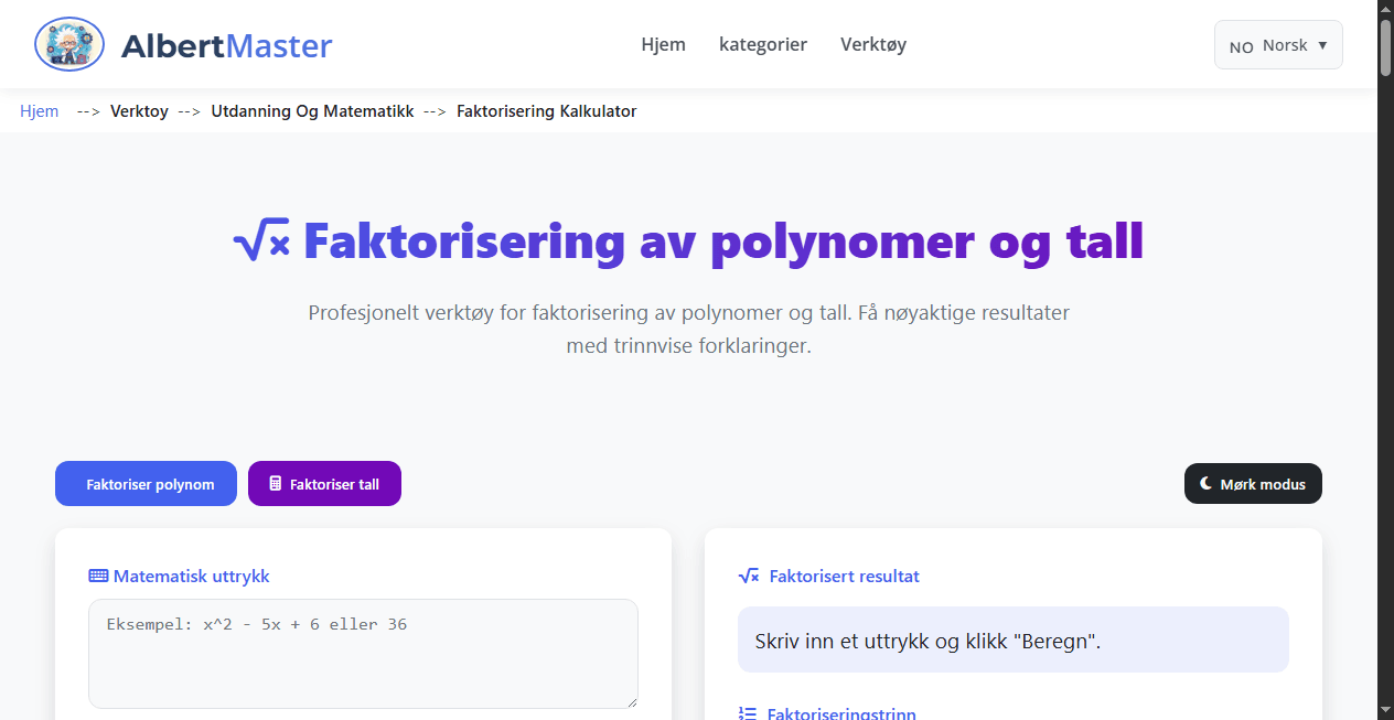 Avansert Faktorisering av Polynomer og Tall