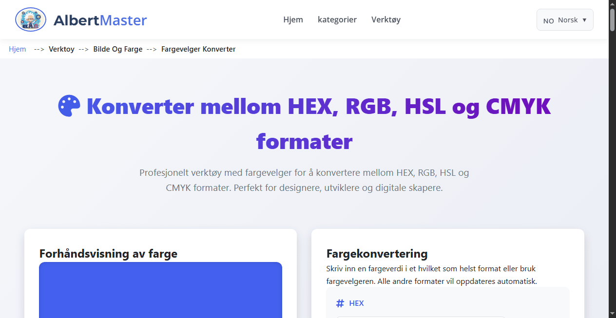 Profesjonell Fargevelger og -konverter