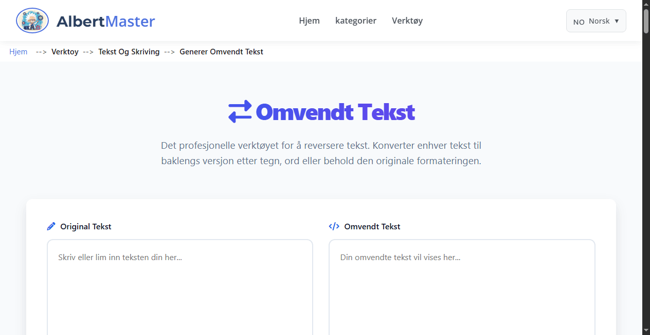 Tekst-Revers | Omvendt Tekst Generator