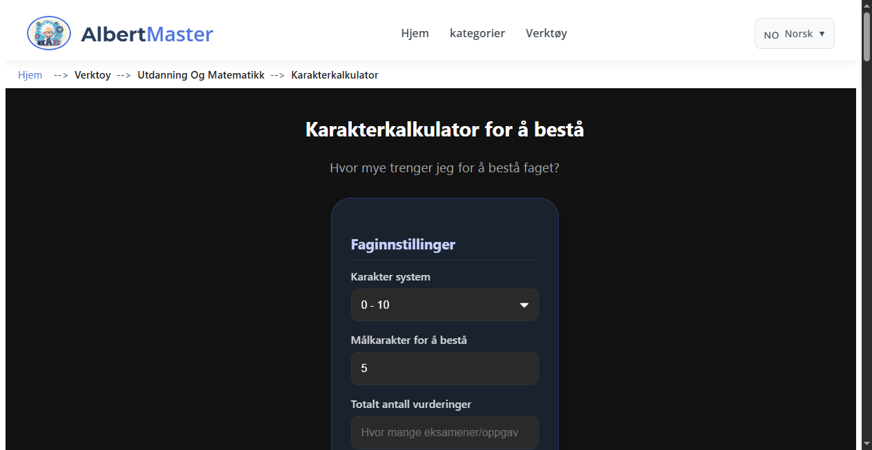 Karakterkalkulator for å bestå