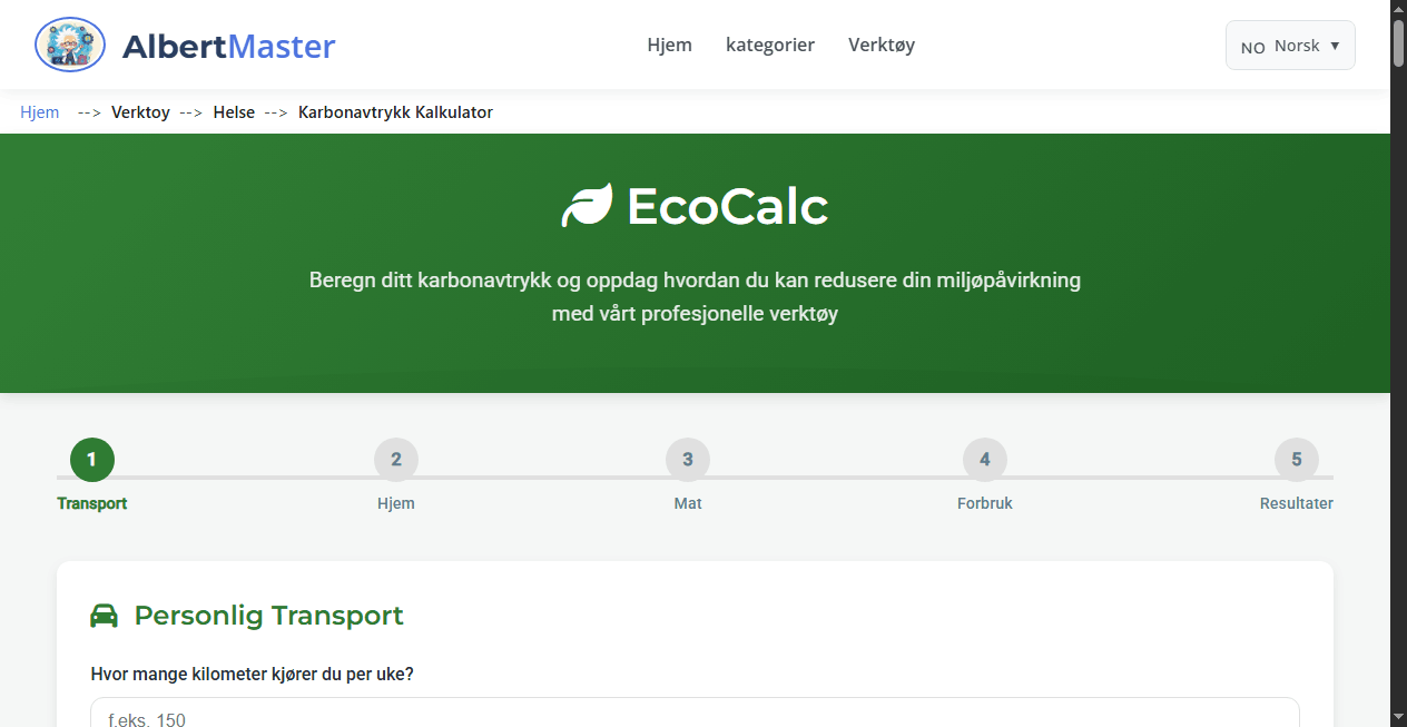 Karbonfotavtrykk Kalkulator
