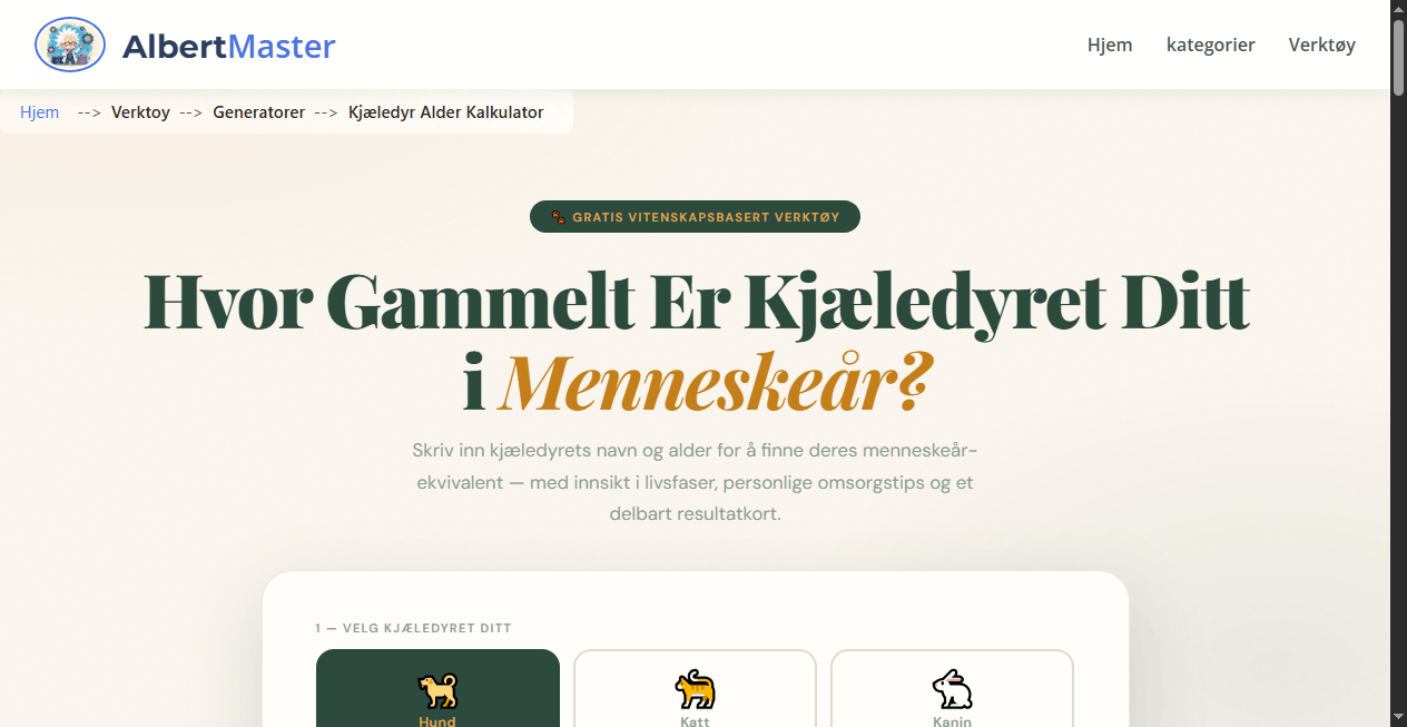 Kjæledyralderkalkulator