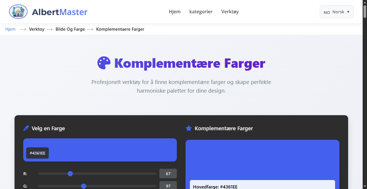 Velg og Finn Komplementærfarger