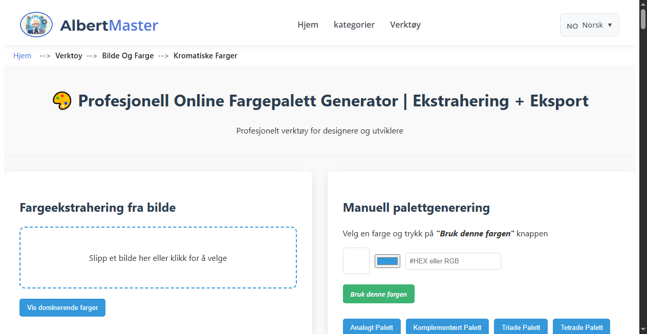 Profesjonell Online Fargepalettgenerator