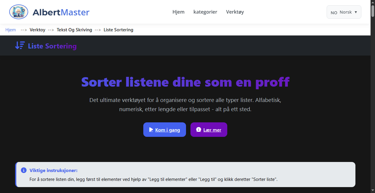 ListSort Pro | Profesjonell Listesorterer
