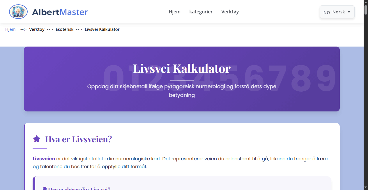 Livsvei Kalkulator