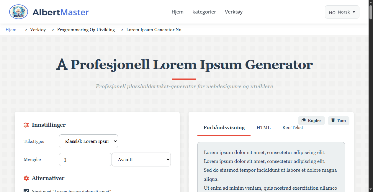 Lorem Ipsum Generator