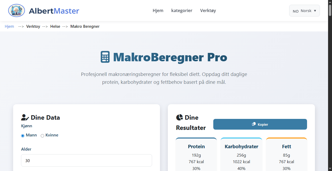 Makronæringsstoff Kalkulator