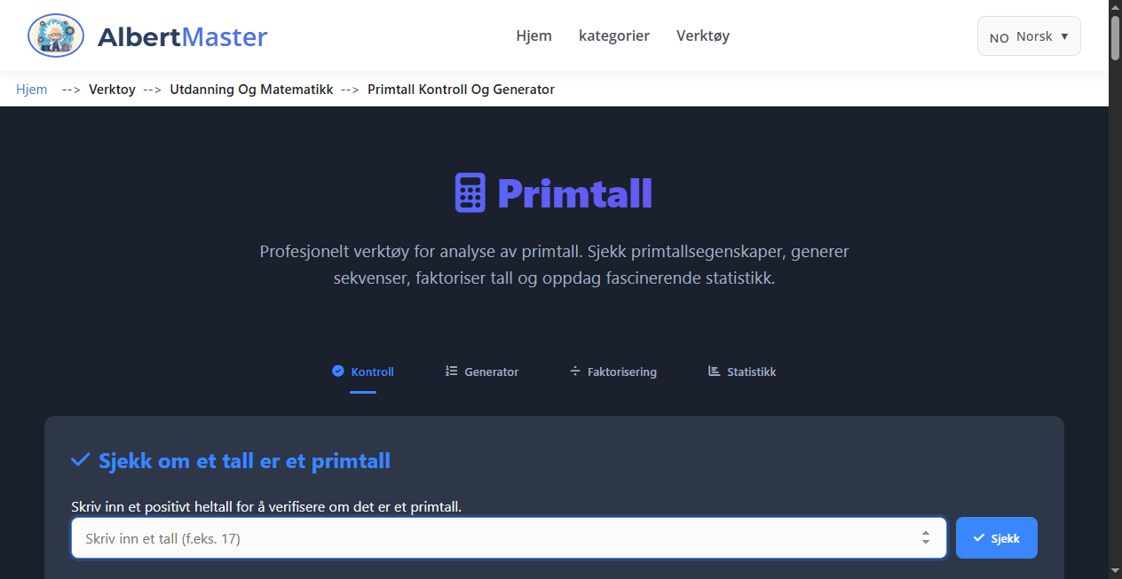 Primtallsjekker og -generator