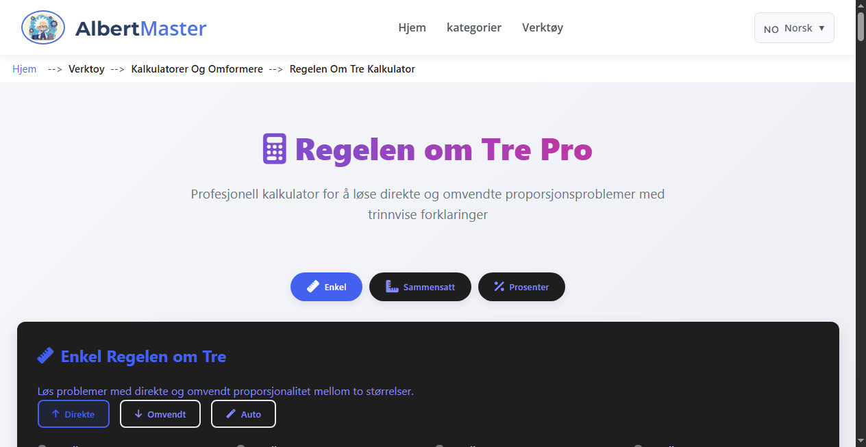 Proporsjon Kalkulator | Profesjonell Proporsjonskalkulator