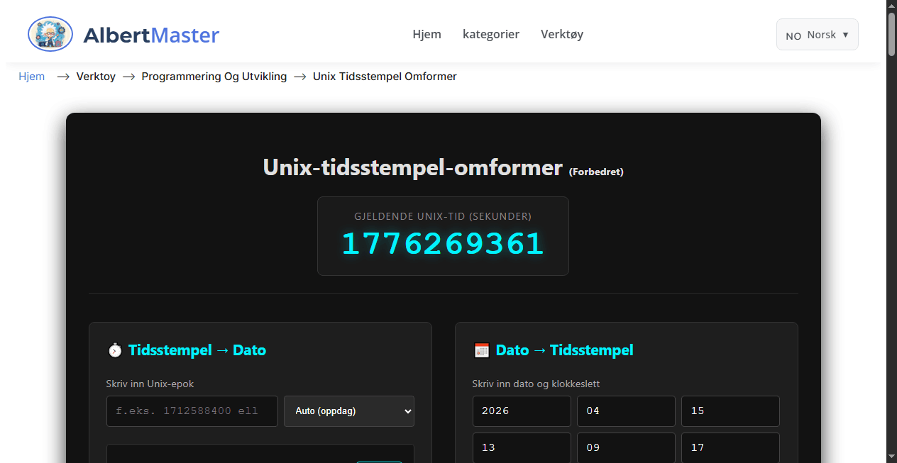 Unix-tidsstempel-omformer