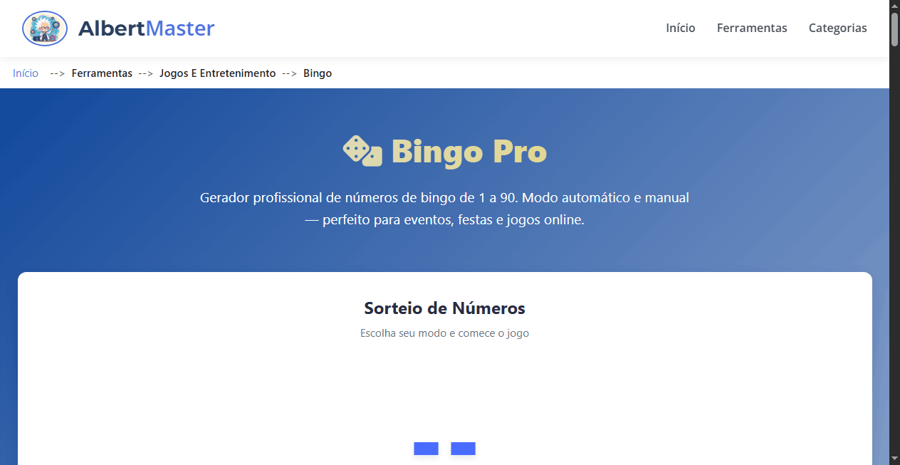 Bingo Pro | Sorteio de Números 1–90 