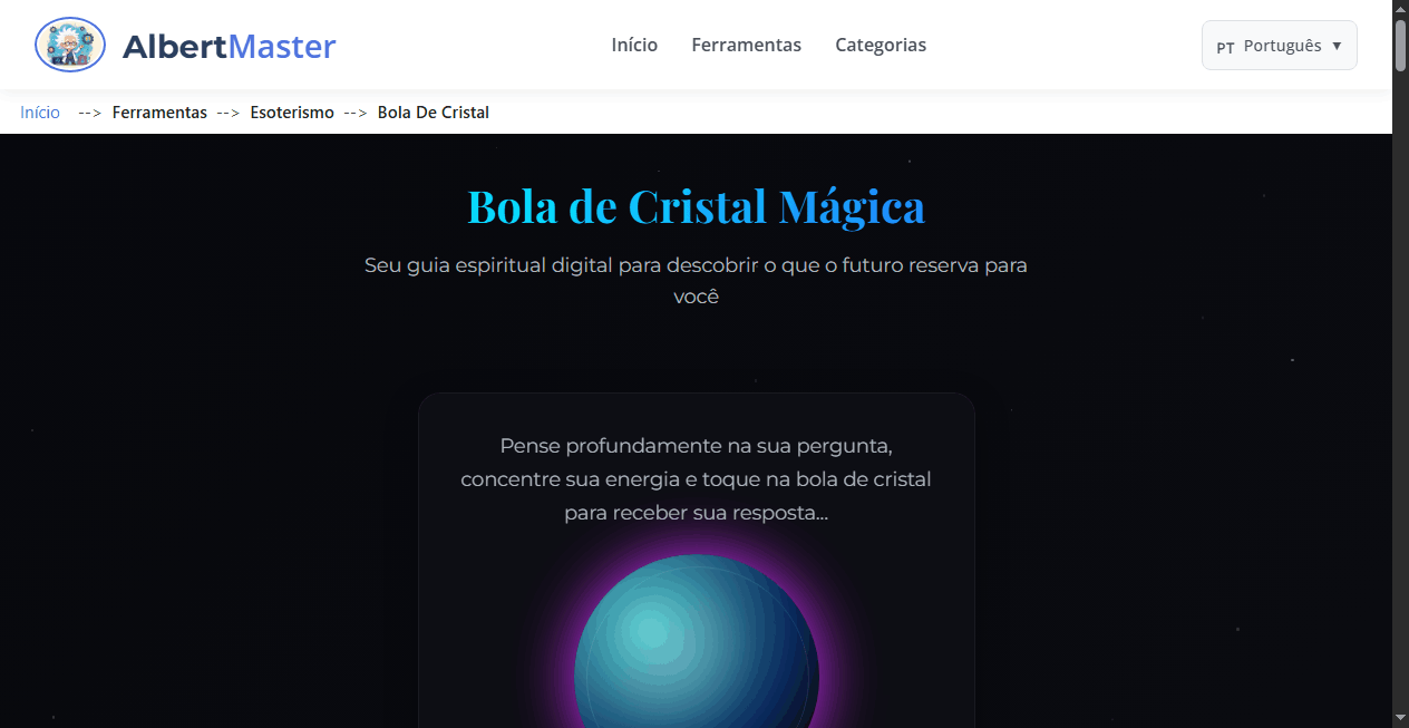 Bola de Cristal Mágica Digital | Respostas Instantâneas para suas Perguntas