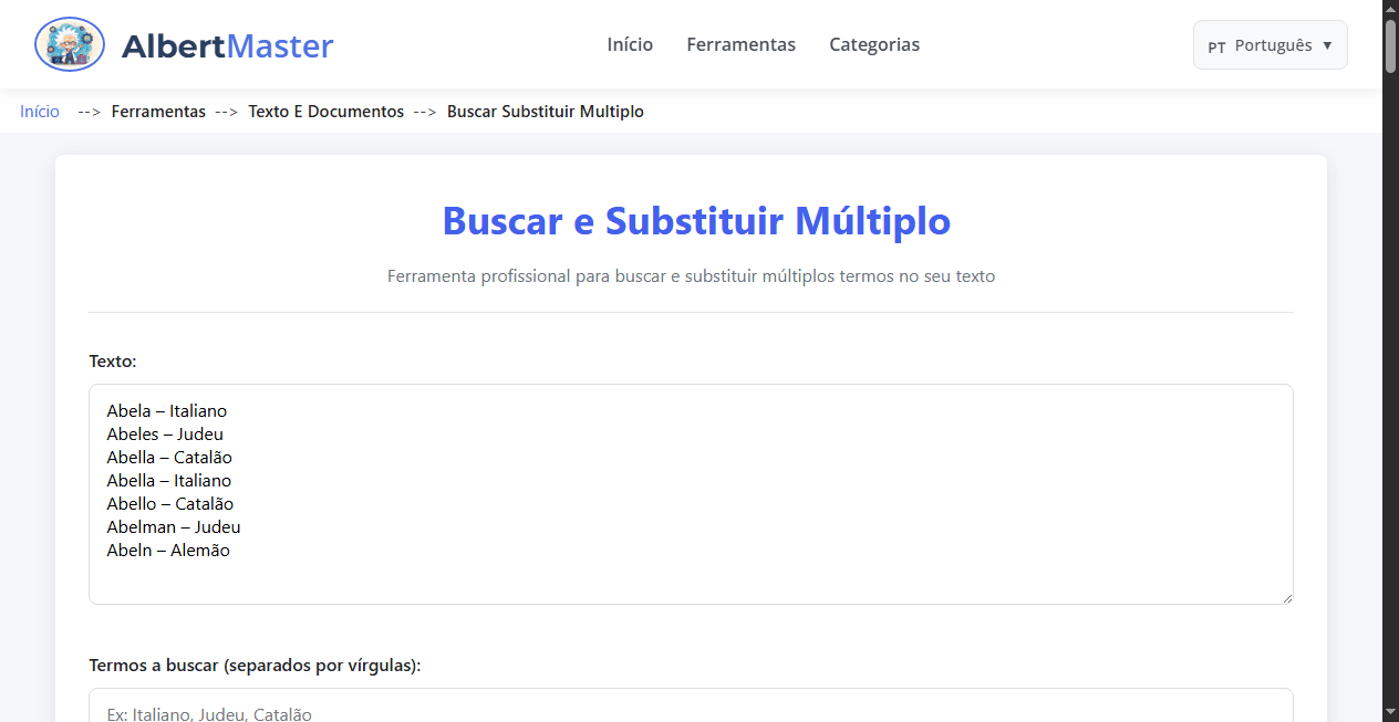 Ferramenta de Busca e Substituição Múltipla