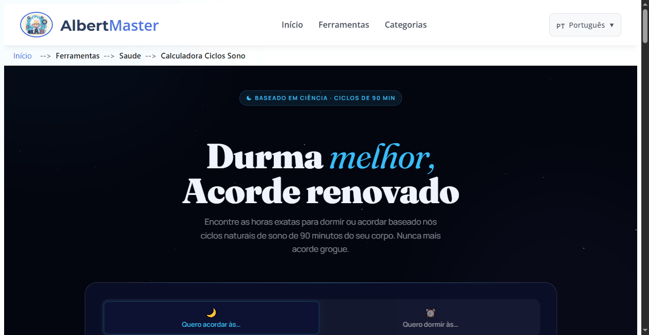 Calculadora de Ciclos de Sono — Encontre sua Hora Perfeita para Acordar