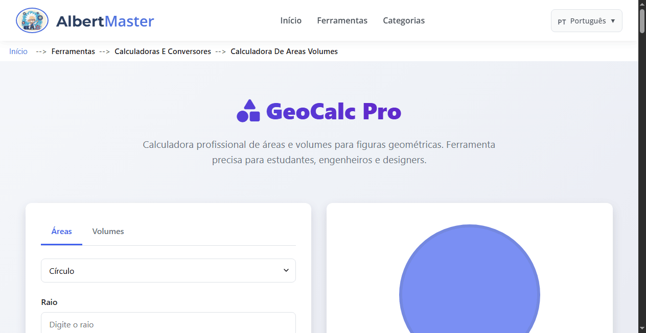 Geometria | Calculadora de Áreas e Volumes