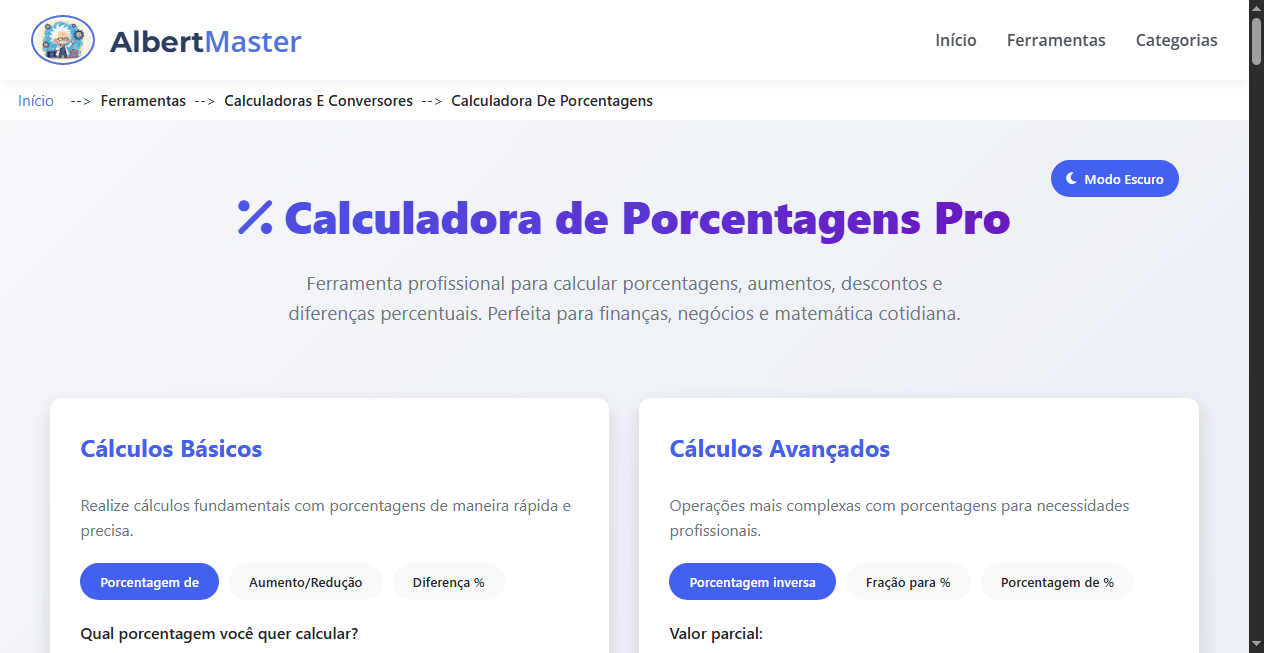 Calculadora de Porcentagens Pro 