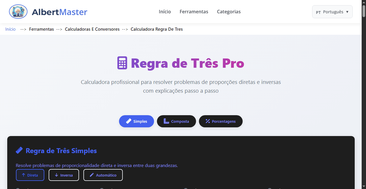 Regra de Três | Calculadora de Proporções
