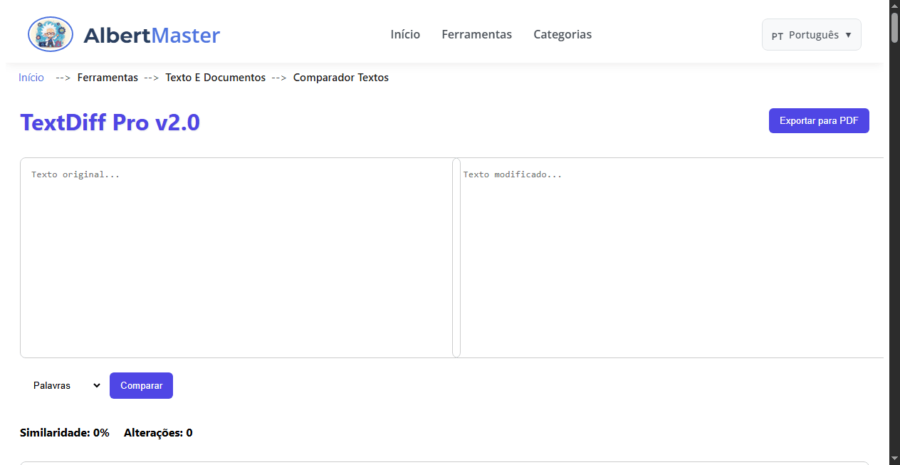 TextDiff Pro | Comparador de Textos