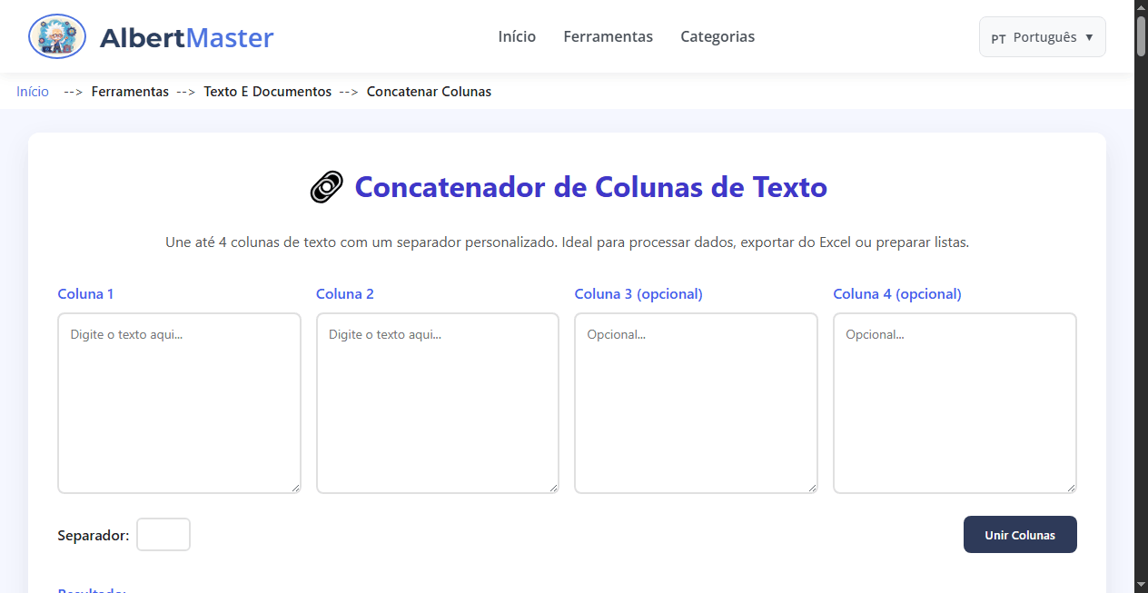 Concatenador de Colunas | Une Texto em Segundos