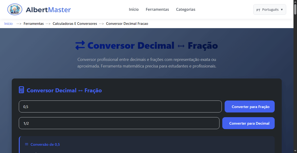 Conversor Decimal ↔ Fração